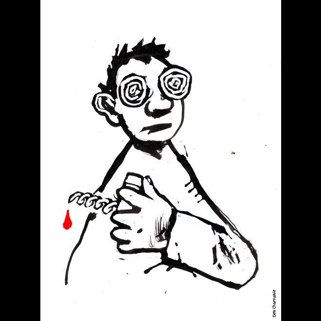 Homme et tire-bouchon